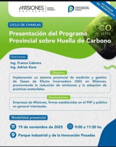 Posadas | Este miércoles 19 de noviembre presentan el Programa Provincial sobre Huella de Carbono